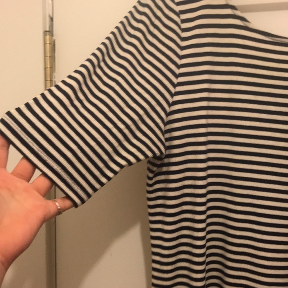 White & Navy Scoop Neck Shirt - Picture 3 of 3